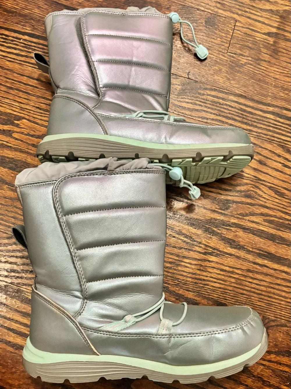 Lands' End Metallic Gray Kids Snow Boots Size 6